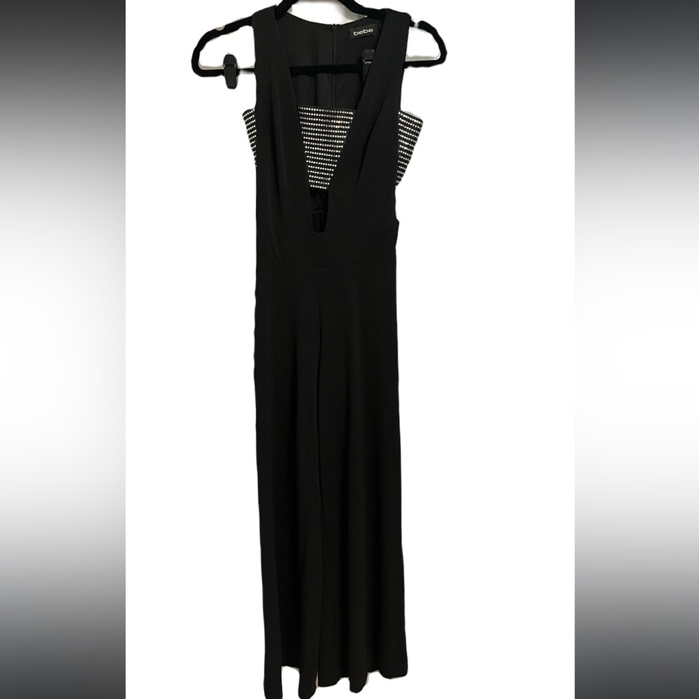 Bebe Black White Jewel Jumpsuit